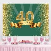 Lofaris Green and Golden Bokeh Happy 40th Birthday Backdrop